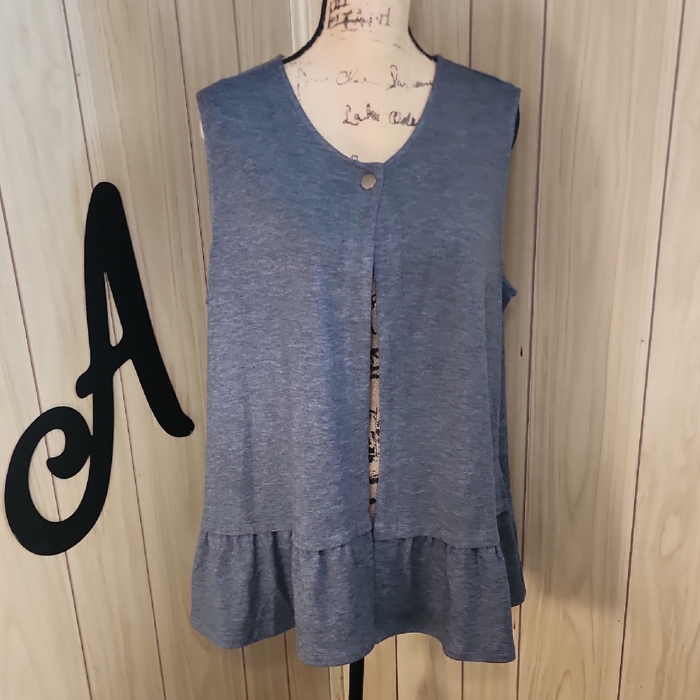 LOGO LOUNGE by Lori Goldstein Drape Front Vest with Pockets